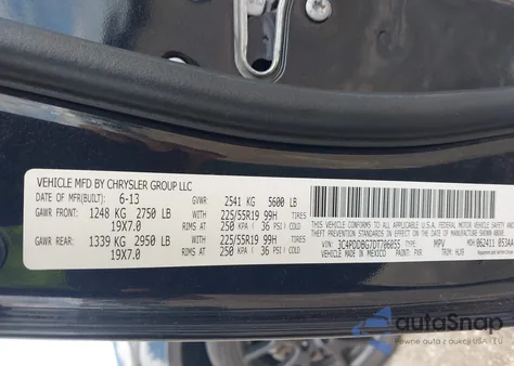 2013 Dodge Journey Sxt z USA, uszkodzony, nr VIN 3C4PDDBG7DT706055